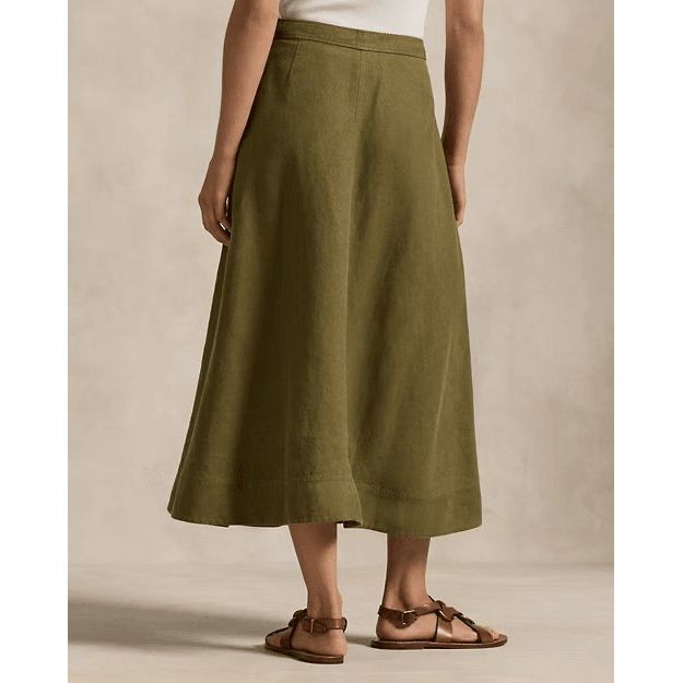 RALPH LAUREN Hemp A-Line Midi Skirt