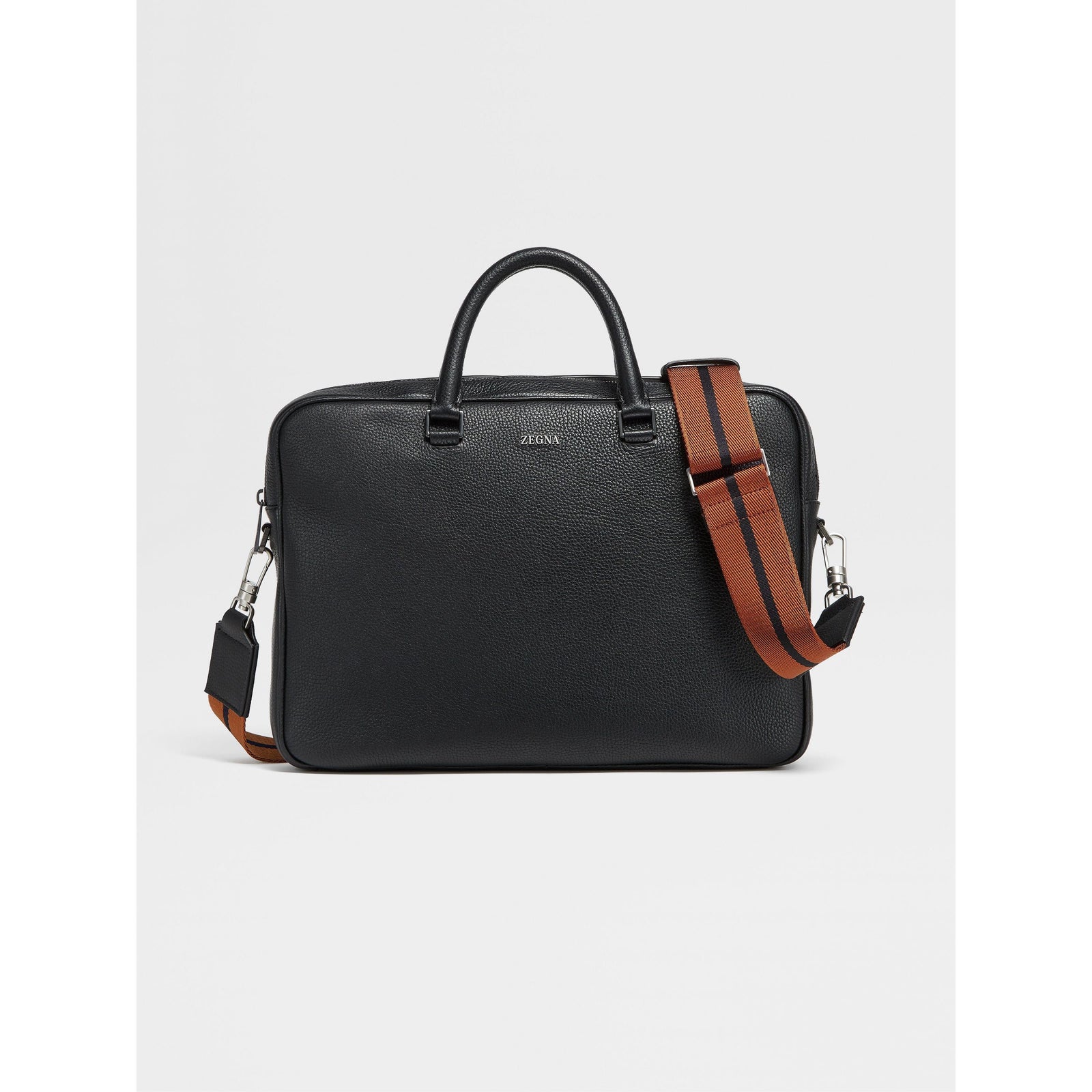 ZEGNA BLACK LEATHER EDGY BUSINESS BAG