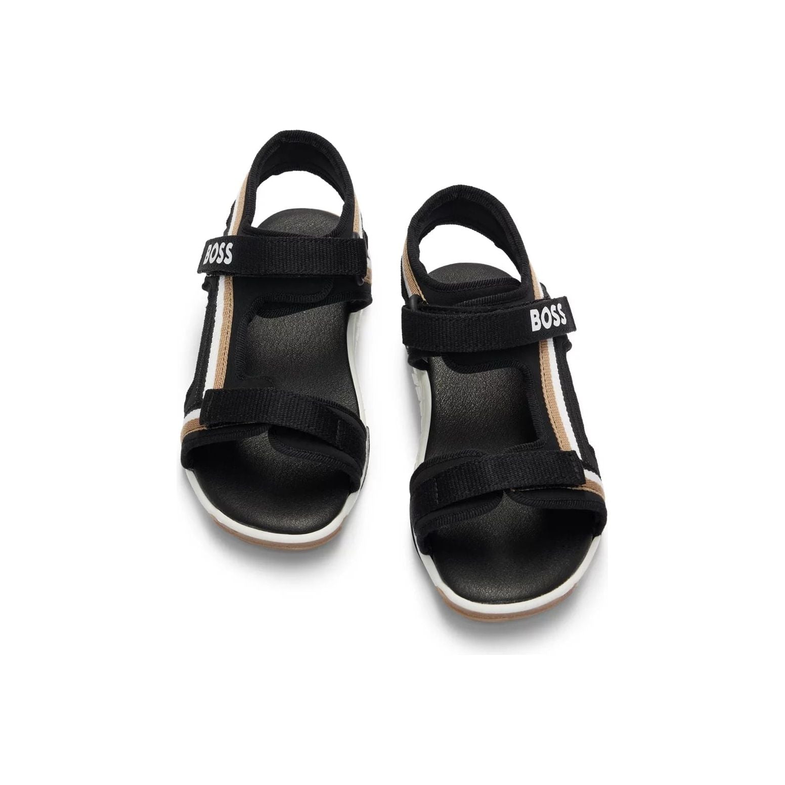 BOSS KIDS KIDS' SIGNATURE-STRIPE SANDALS WITH CONTRAST LOGO - Yooto