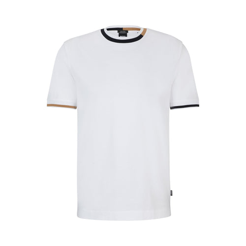 Load image into Gallery viewer, BOSS MERCERIZED-COTTON T-SHIRT WITH SIGNATURE-STRIPE DETAILS - Yooto
