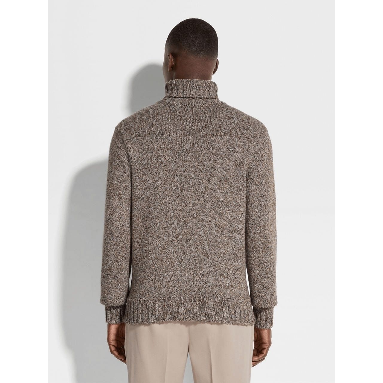 ZEGNA DARK FOLIAGE AND TAUPE OASI CASHMERE TURTLENECK