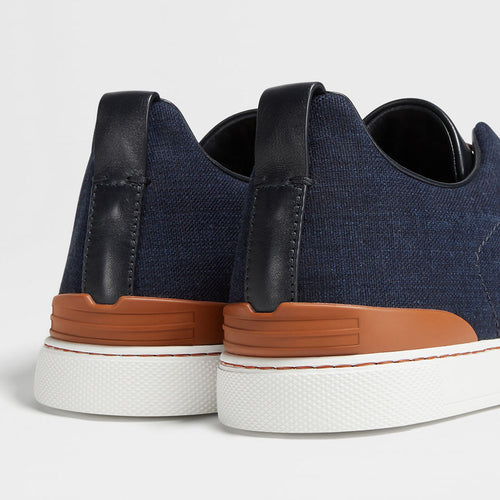 Load image into Gallery viewer, ZEGNA NAVY BLUE COTTON DENIM TRIPLE STITCH™ SNEAKERS
