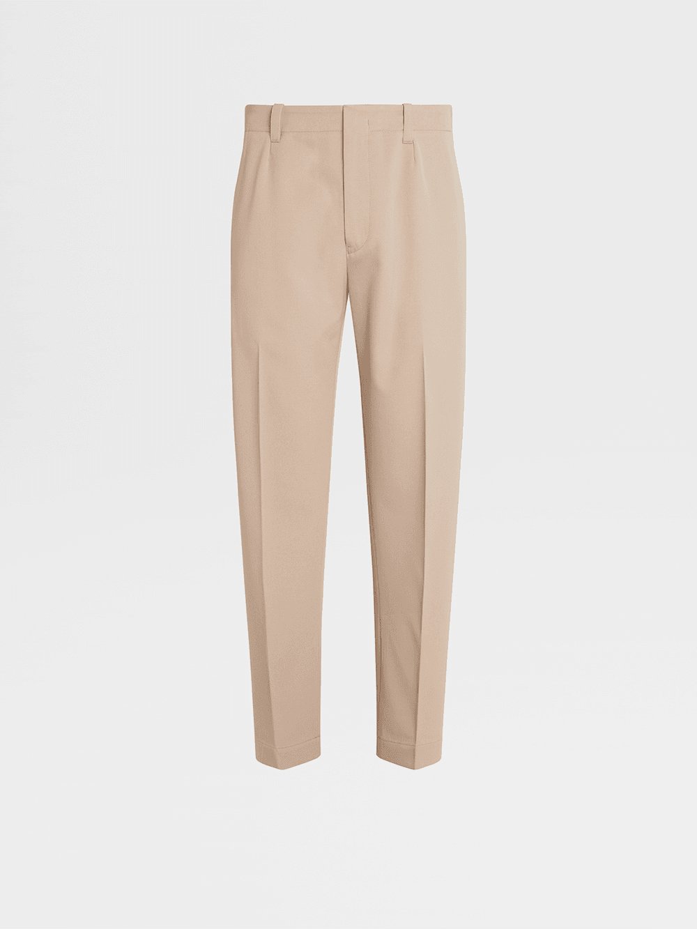 ZEGNA LIGHT TAUPE COTTON AND WOOL PANTS