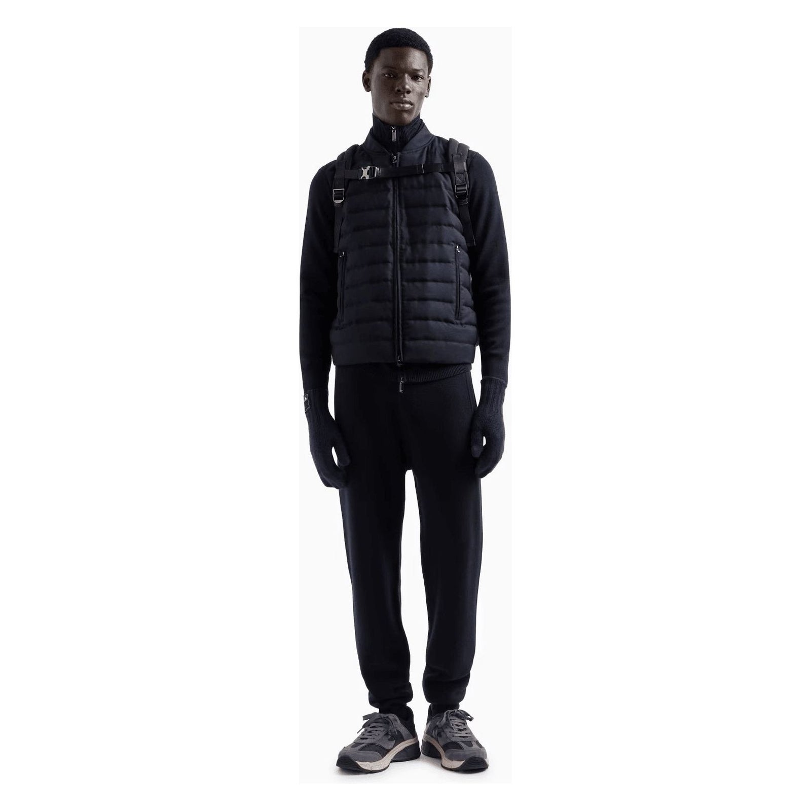 EMPORIO ARMANI Travel Essential knit blouson with quilted insert