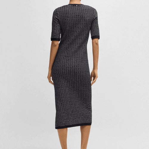 Load image into Gallery viewer, BOSS Structured-stripe dress in stretch-cotton jersey
