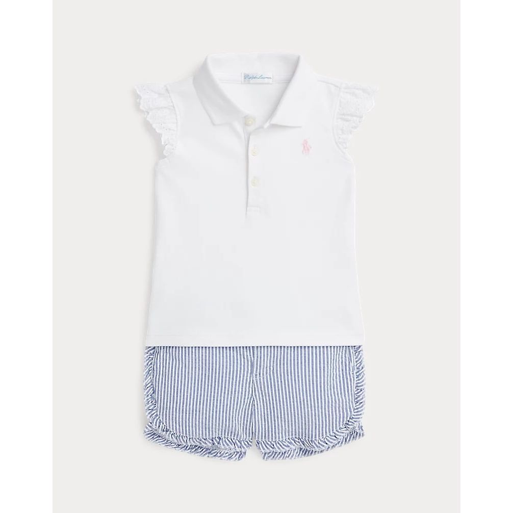 POLO RALPH LAUREN MESH POLO SHIRT & SEERSUCKER SHORT SET - Yooto