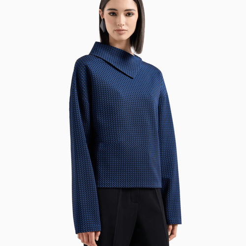 Load image into Gallery viewer, EMPORIO ARMANI Jumper with a large turned-up collar in viscose jacquard jersey
