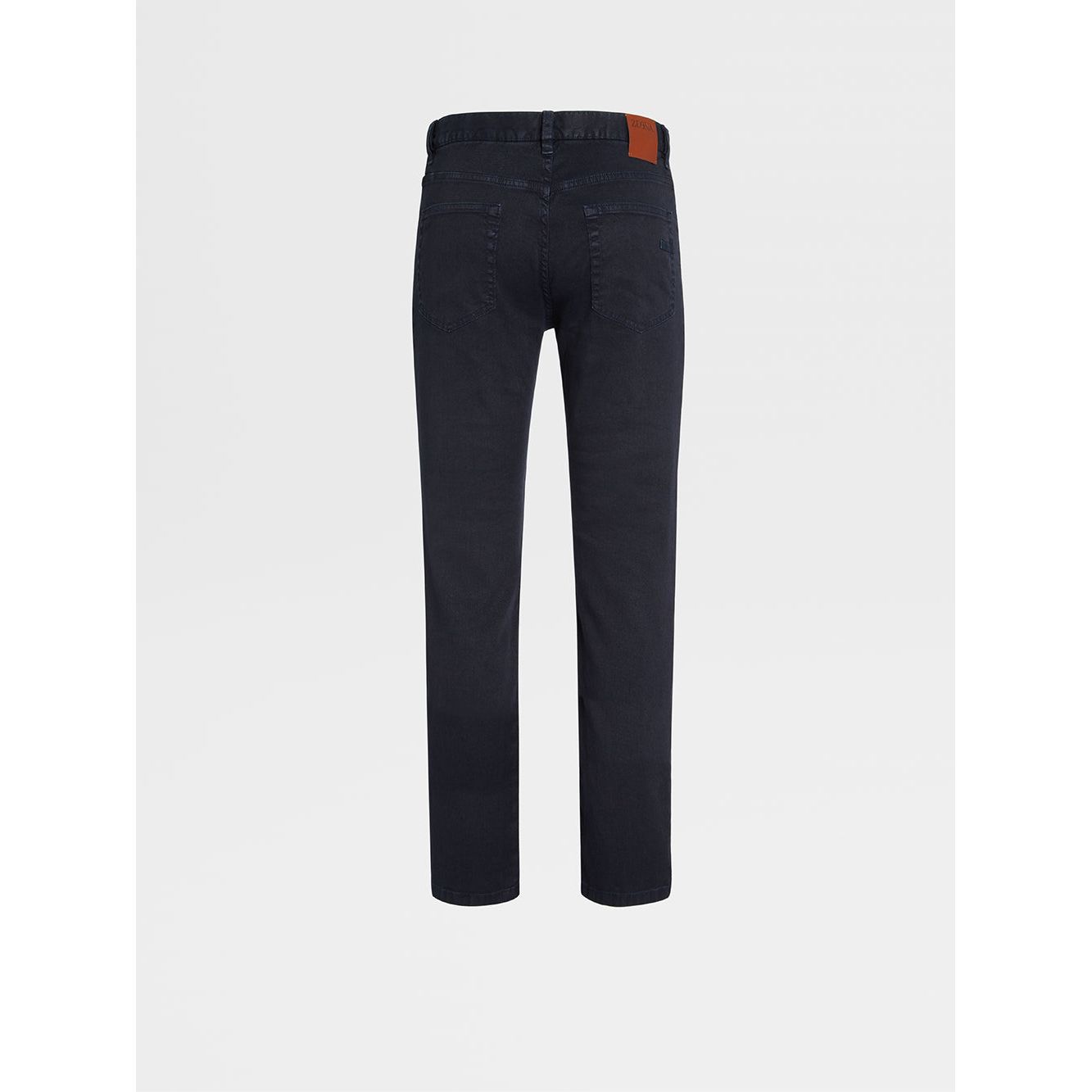 ZEGNA NAVY BLUE STRETCH LINEN AND COTTON ROCCIA JEANS