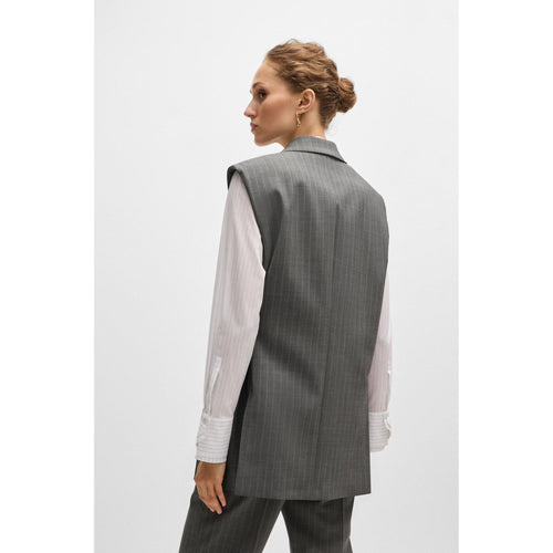 Load image into Gallery viewer, BOSS LONGLINE DOUBLE-BREASTED WAISTCOAT IN STRIPED WOOL
