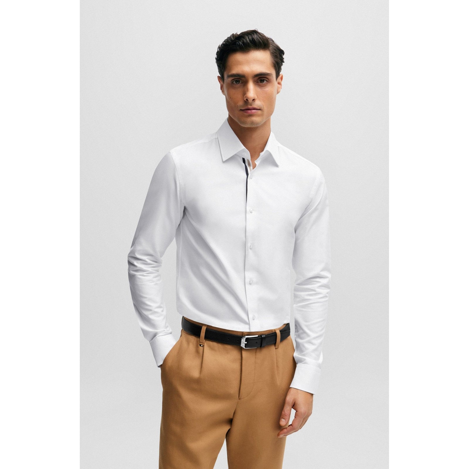 BOSS SLIM FIT COTTON SHIRT WITH TYPICAL STRIPES OF THE BRAND - Yooto
