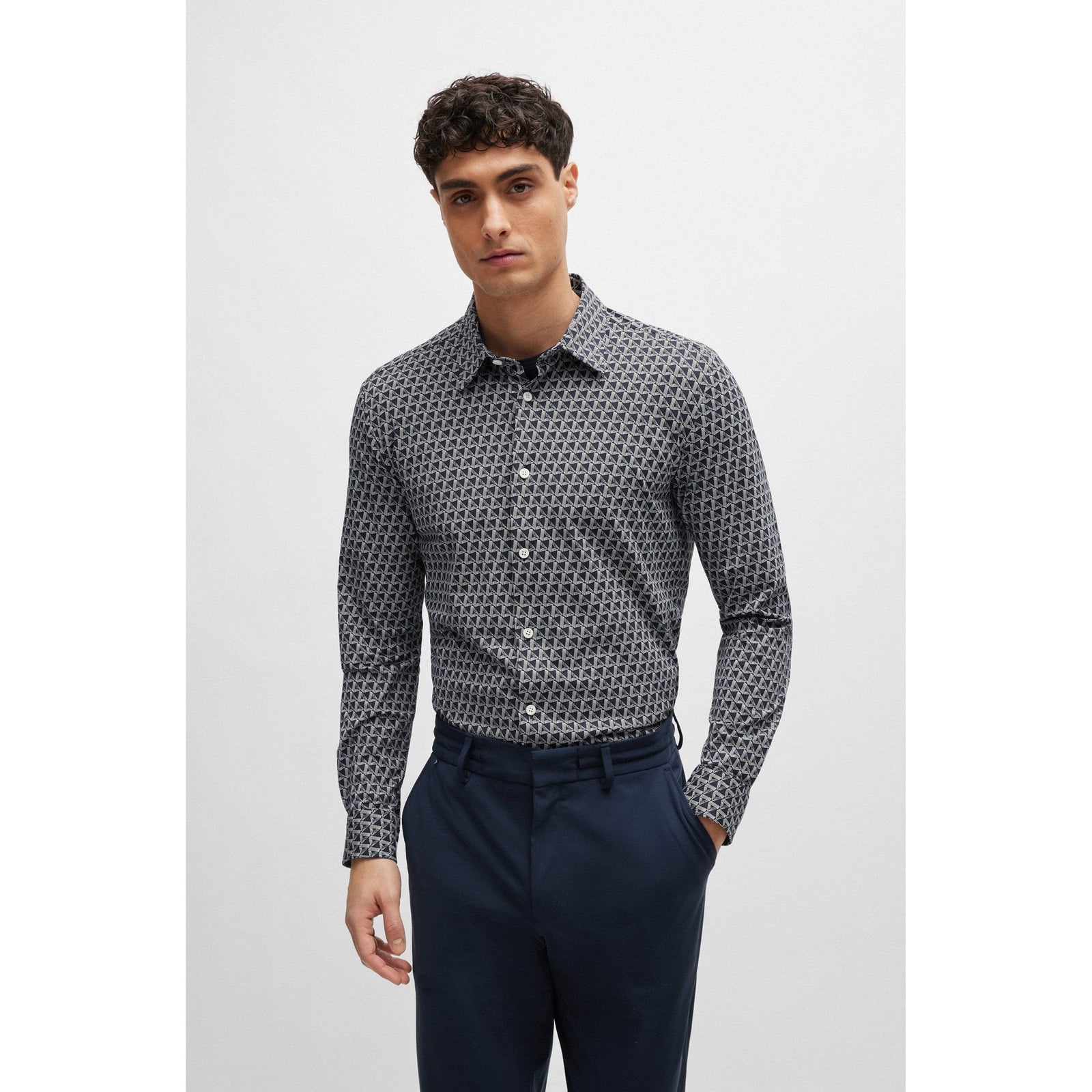 BOSS SLIM-FIT SHIRT IN PRINTED PERFORMANCE-STRETCH MATERIAL - Yooto