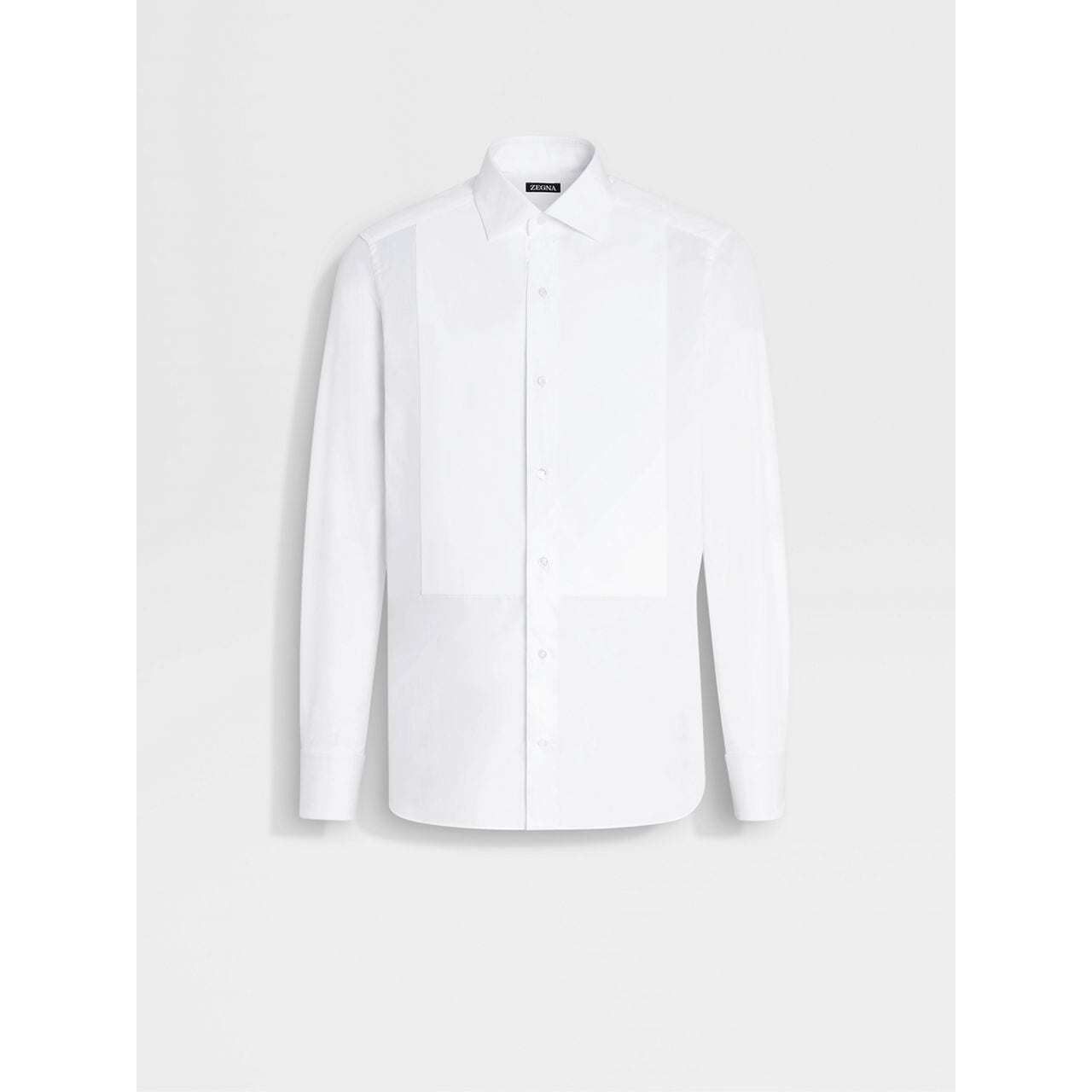 ZEGNA OPTICAL WHITE COTTON TUXEDO SHIRT