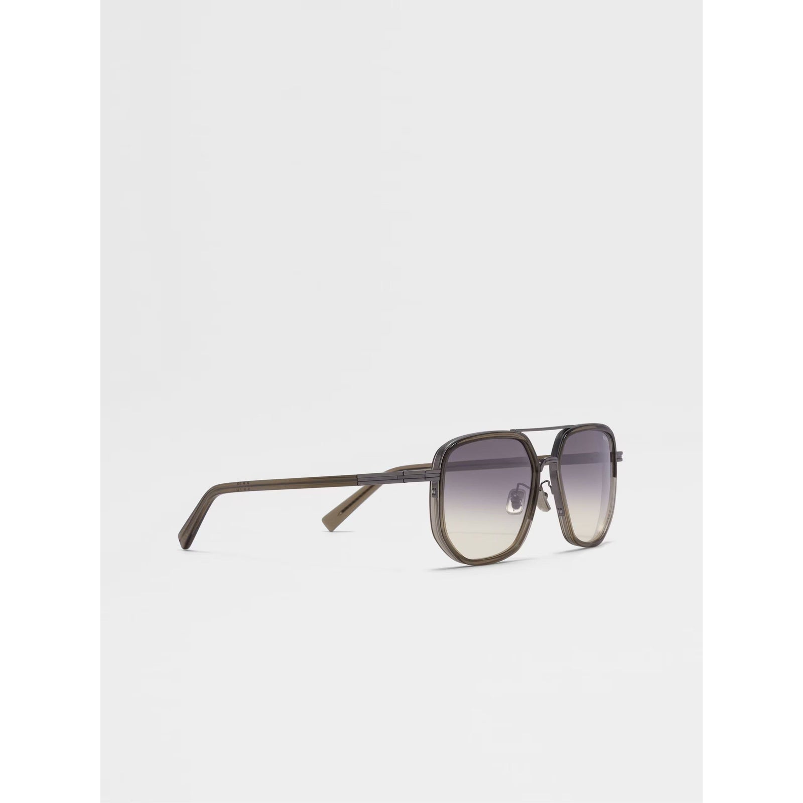 ZEGNA GUNMETAL ACETATE AND METAL SUNGLASSES