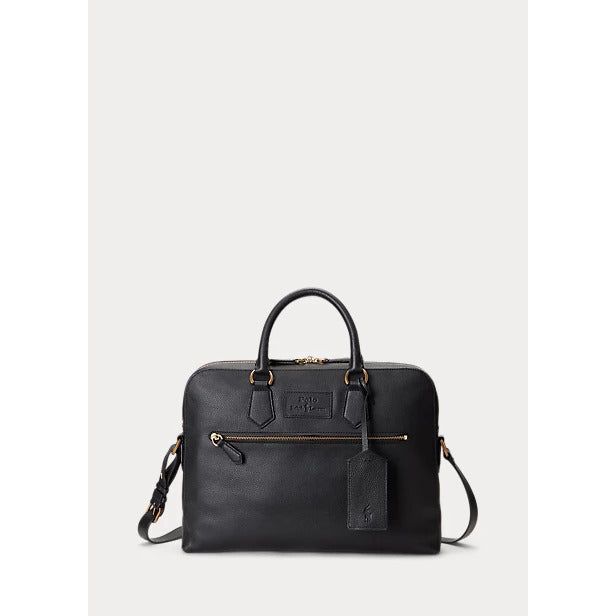 POLO RALPH LAUREN PEBBLED LEATHER COMMUTER BAG - Yooto
