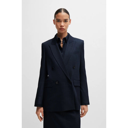 Load image into Gallery viewer, BOSS REGULAR-FIT LONG-LENGTH JACKET IN DENIM-EFFECT TWILL
