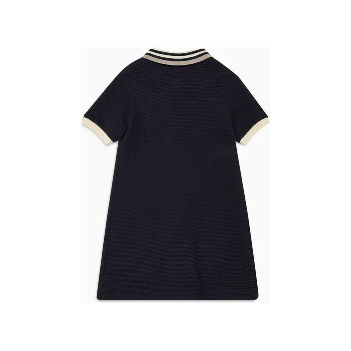 EMPORIO ARMANI KIDS TEXTURED JERSEY DRESS WITH POLO-SHIRT STYLE COLLAR - Yooto