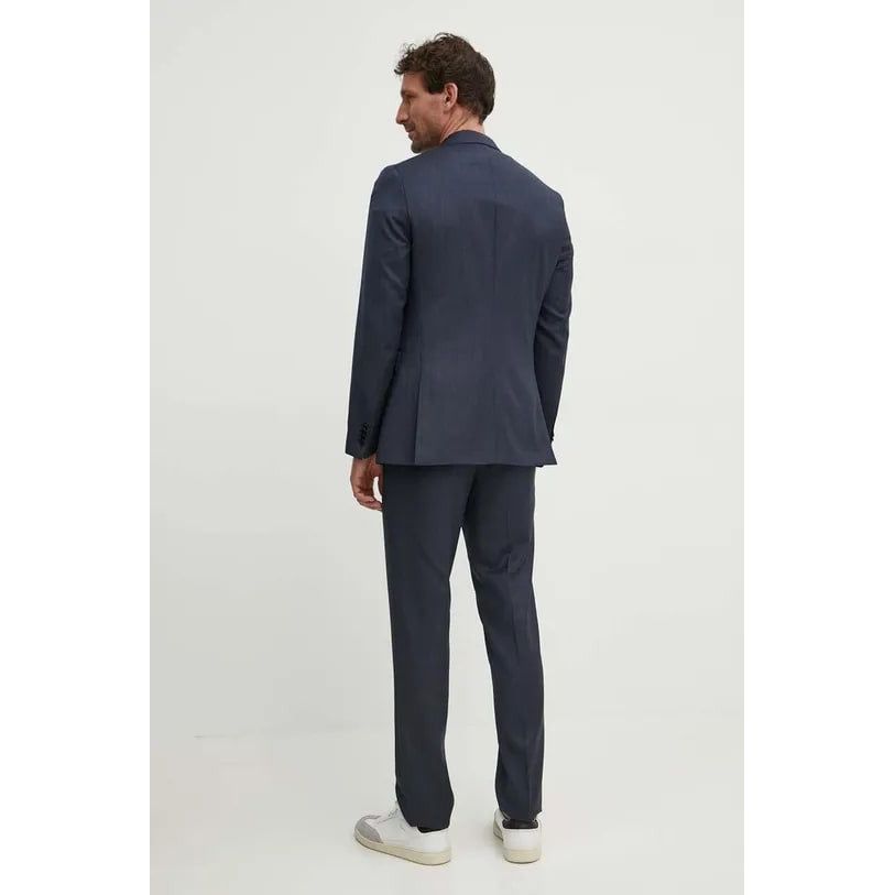 BOSS DOUBLE-BREASTED SLIM-FIT SUIT IN MICRO-PATTERNED WOOL