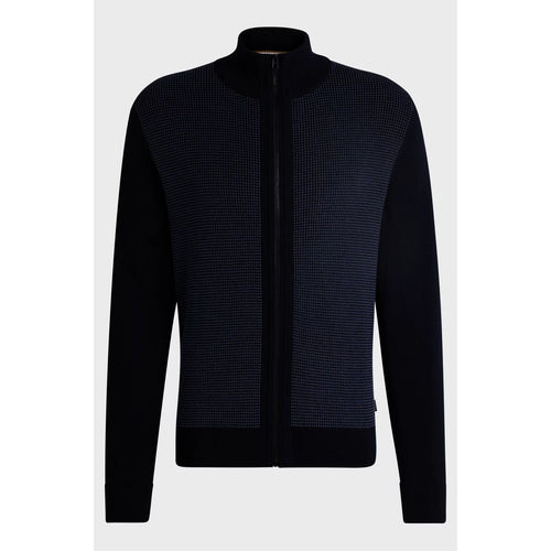 Load image into Gallery viewer, BOSS ZIP-UP CARDIGAN IN VIRGIN WOOL WITH MIXED STRUCTURES
