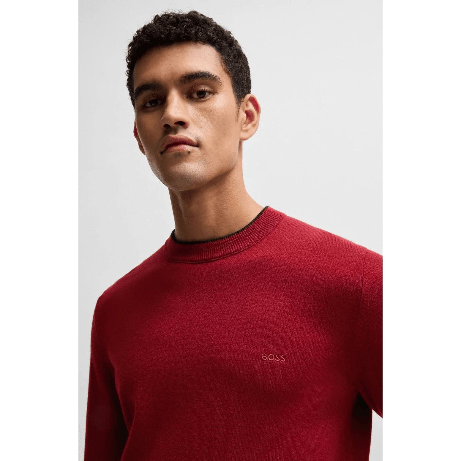 BOSS VIRGIN-WOOL SWEATER WITH EMBROIDERED LOGO