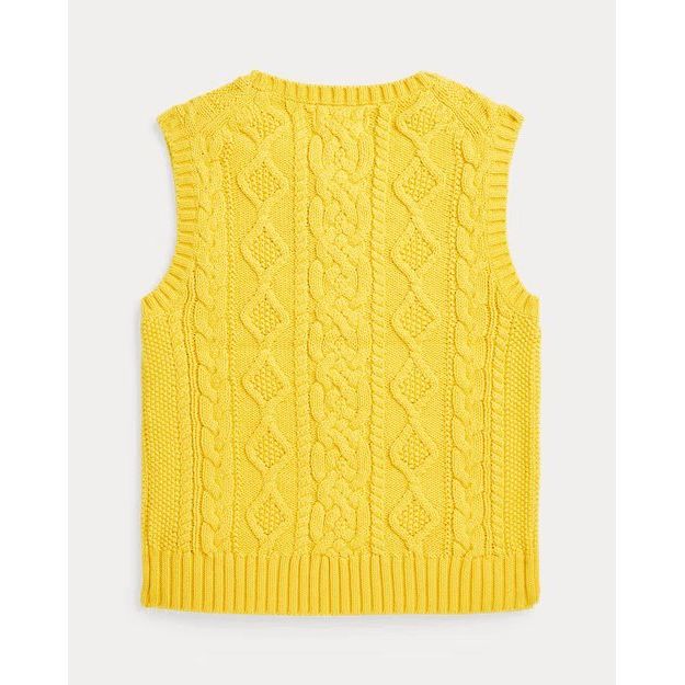 RALPH LAUREN Aran-Knit Cotton Jumper Waistcoat