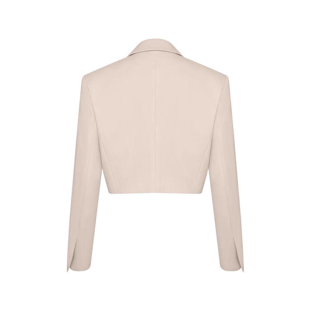 Antheia Wool Cropped Oversized Blazer in Blush