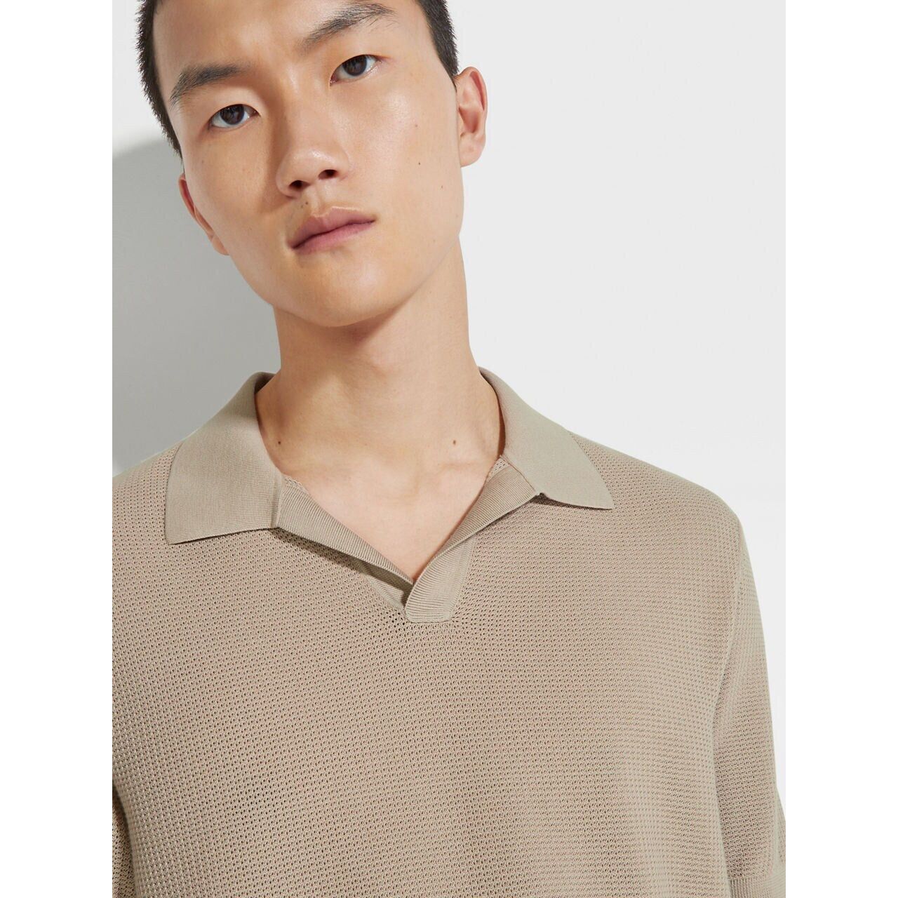 ZEGNA LIGHT BEIGE PREMIUM COTTON POLO SHIRT