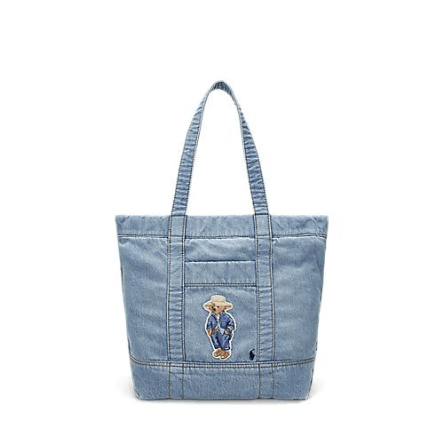 RALPH LAUREN Polo Bear Denim Medium Tote