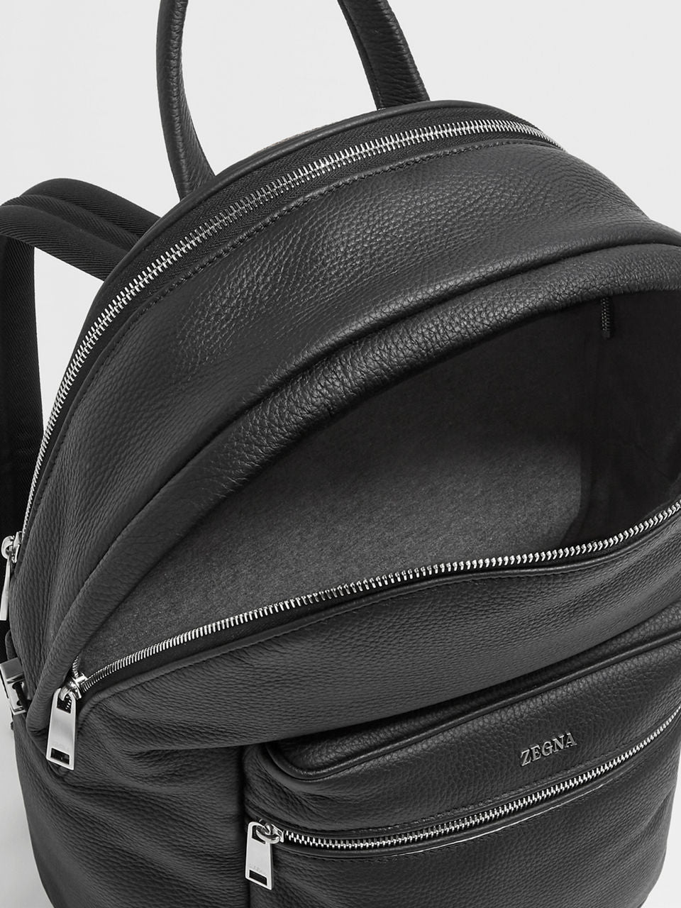 ZEGNA BLACK DEERSKIN HOODIE BACKPACK