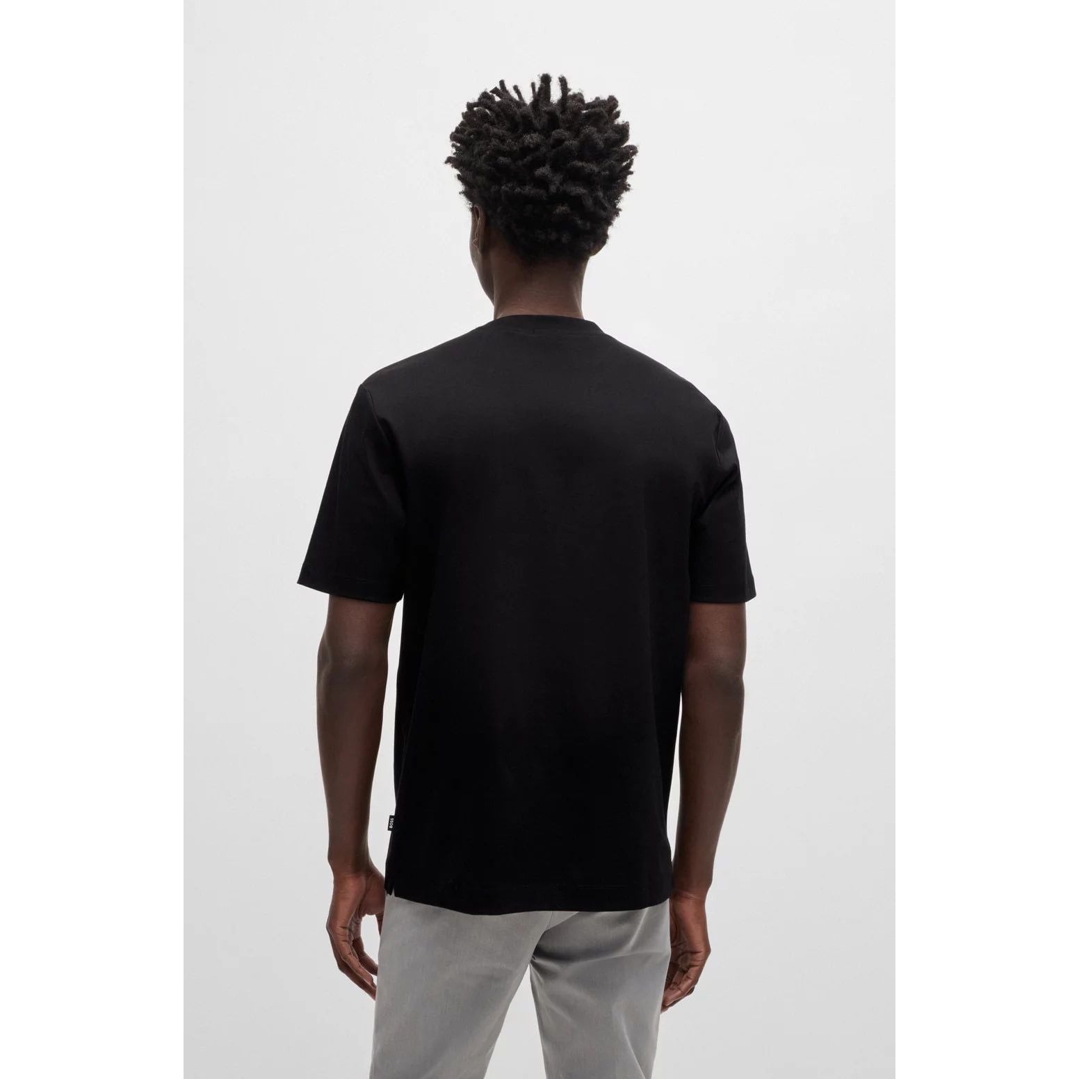 BOSS MERCERIZED-COTTON REGULAR-FIT T-SHIRT WITH DOUBLE MONOGRAM