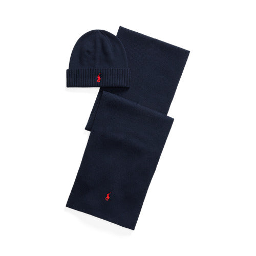 Load image into Gallery viewer, RALPH LAUREN Merino Wool Beanie &amp; Scarf Gift Set
