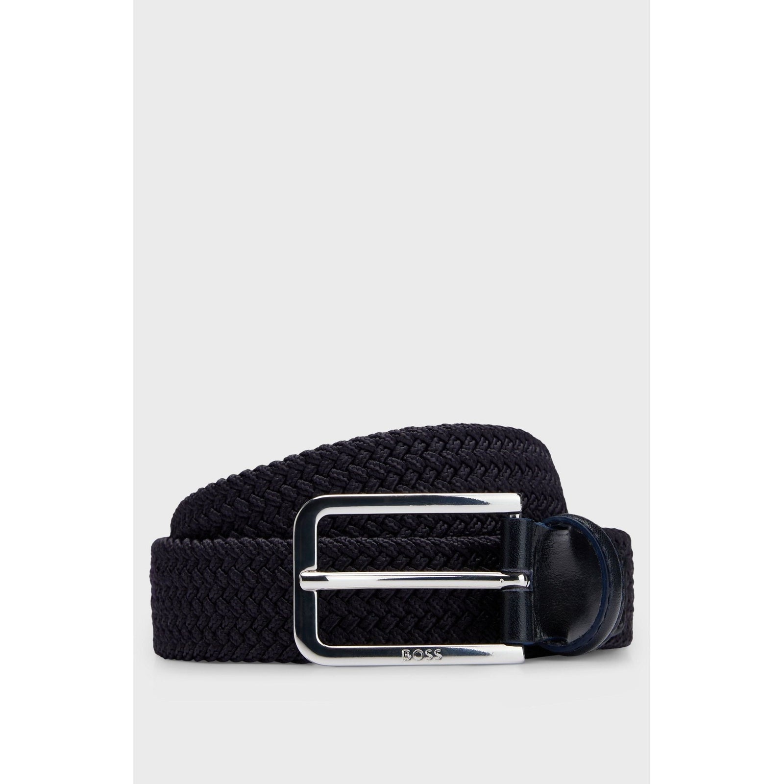 BOSS WOVEN BELT WITH LEATHER FACINGS