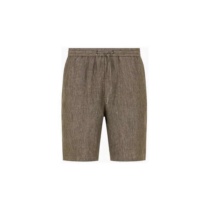 EMPORIO ARMANI BERMUDA SHORTS IN FADED LINEN WITH A CRÊPE TEXTURE, WITH DRAWSTRING - Yooto