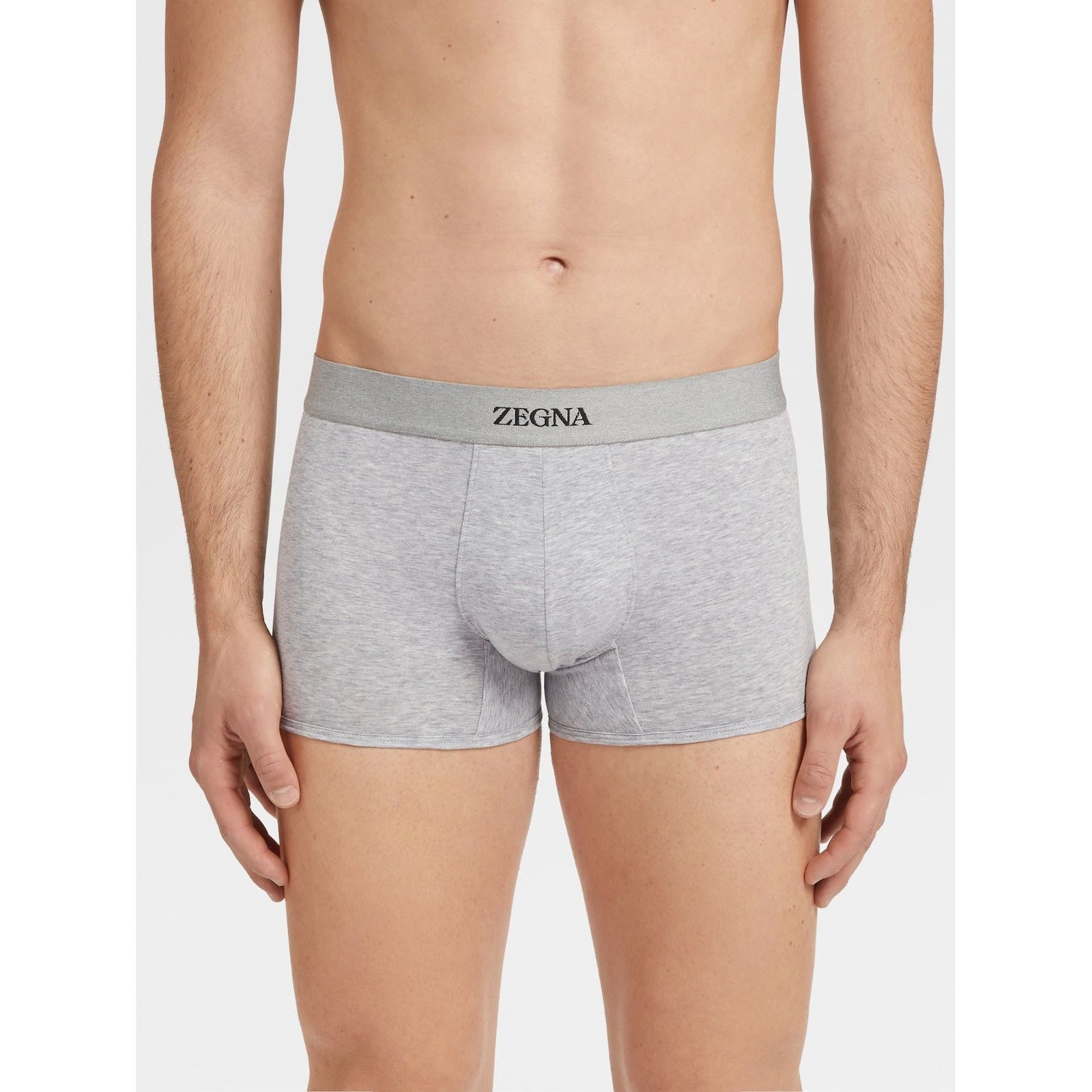 ZEGNA Grey Mélange Cotton Trunks