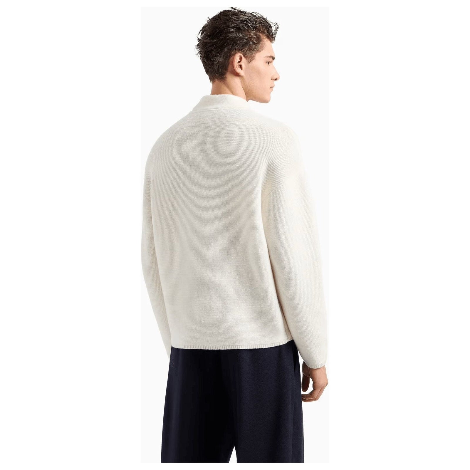 EMPORIO ARMANI Mock-neck jumper in virgin wool with a micro-textured weave