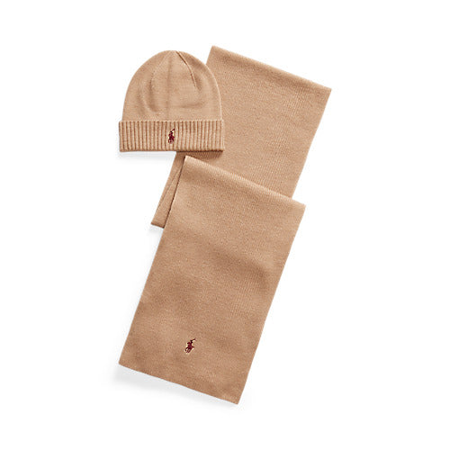 Load image into Gallery viewer, RALPH LAUREN Merino Wool Beanie &amp; Scarf Gift Set
