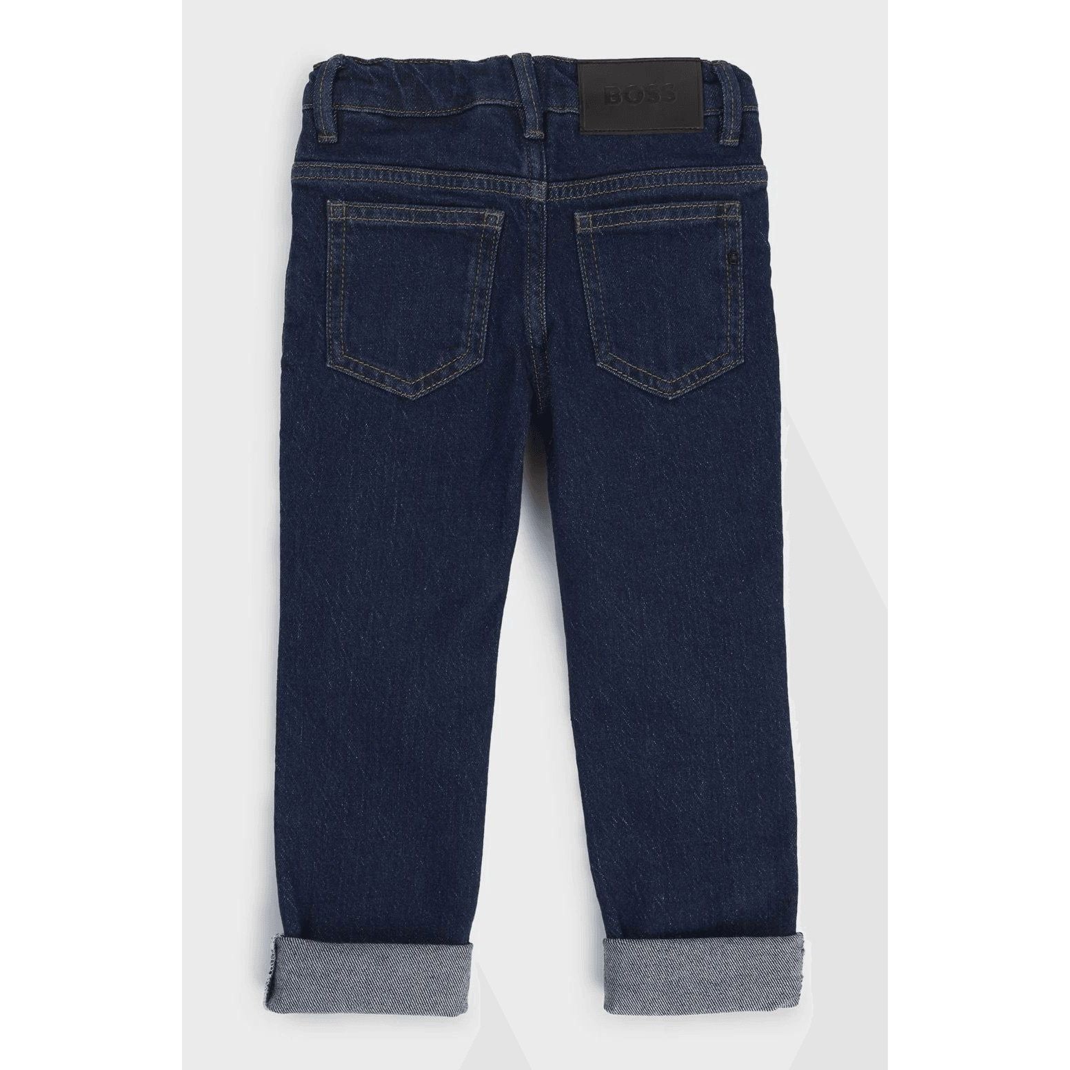 BOSS KIDS' SLIM-FIT JEANS WITH DOUBLE B MONOGRAM RIVET