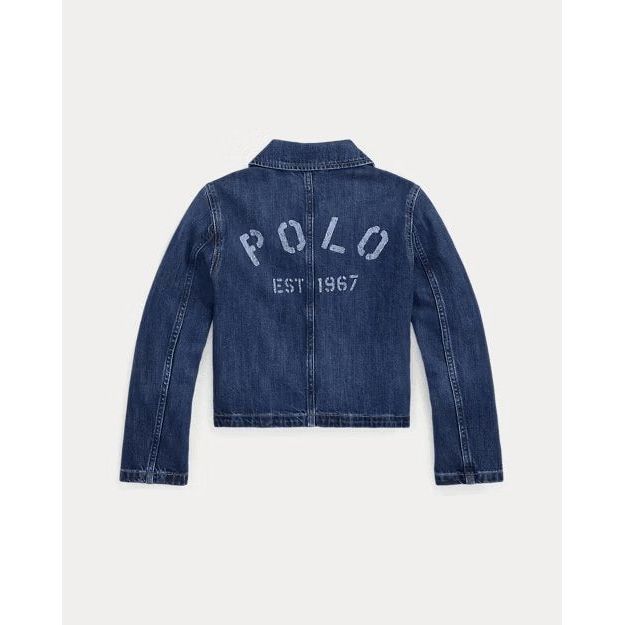 RALPH LAUREN Logo Cotton Denim Boxy Jacket