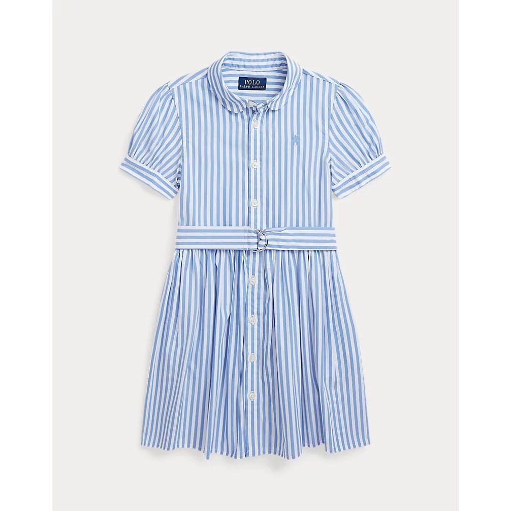 POLO RALPH LAUREN STRIPED BELTED COTTON POPLIN SHIRTDRESS - Yooto