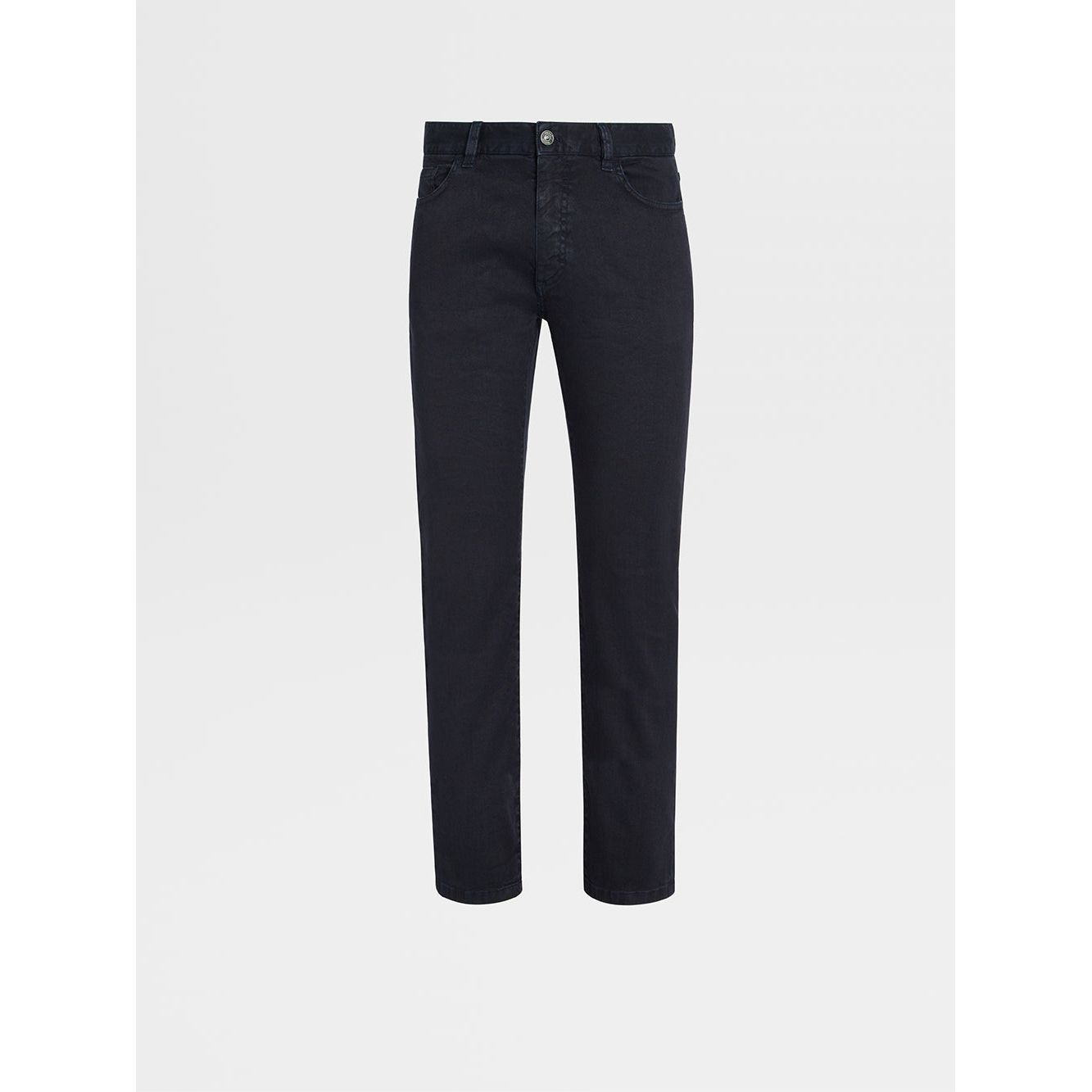 ZEGNA NAVY BLUE STRETCH LINEN AND COTTON ROCCIA JEANS