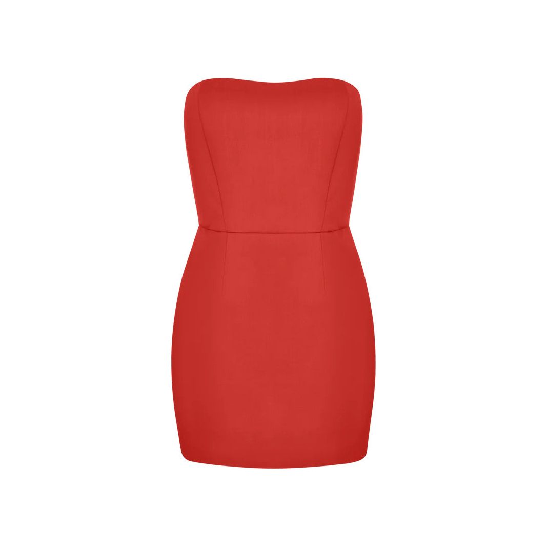 Antheia Wool Mini Corset Dress in Red