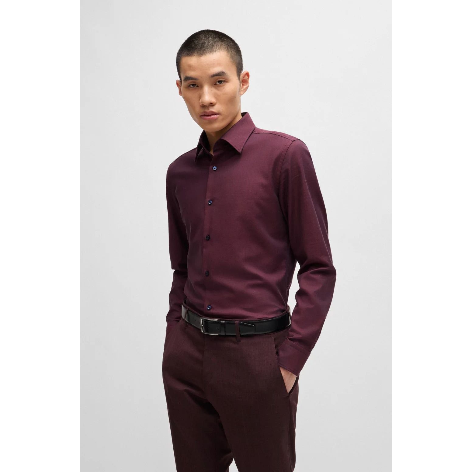 BOSS SLIM-FIT SHIRT IN EASY-IRON STRETCH-COTTON TWILL