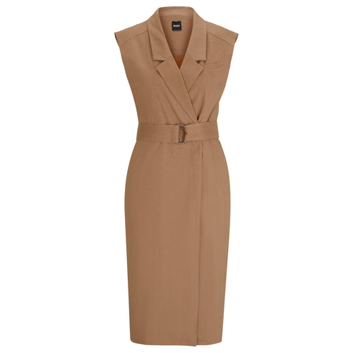 Load image into Gallery viewer, BOSS BELTED WRAP DRESS IN A LINEN BLEND - Yooto
