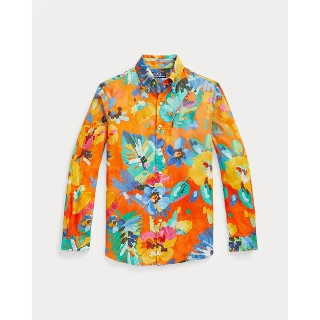 POLO RALPH LAUREN CLASSIC FIT FLORAL-PRINT LINEN SHIRT - Yooto