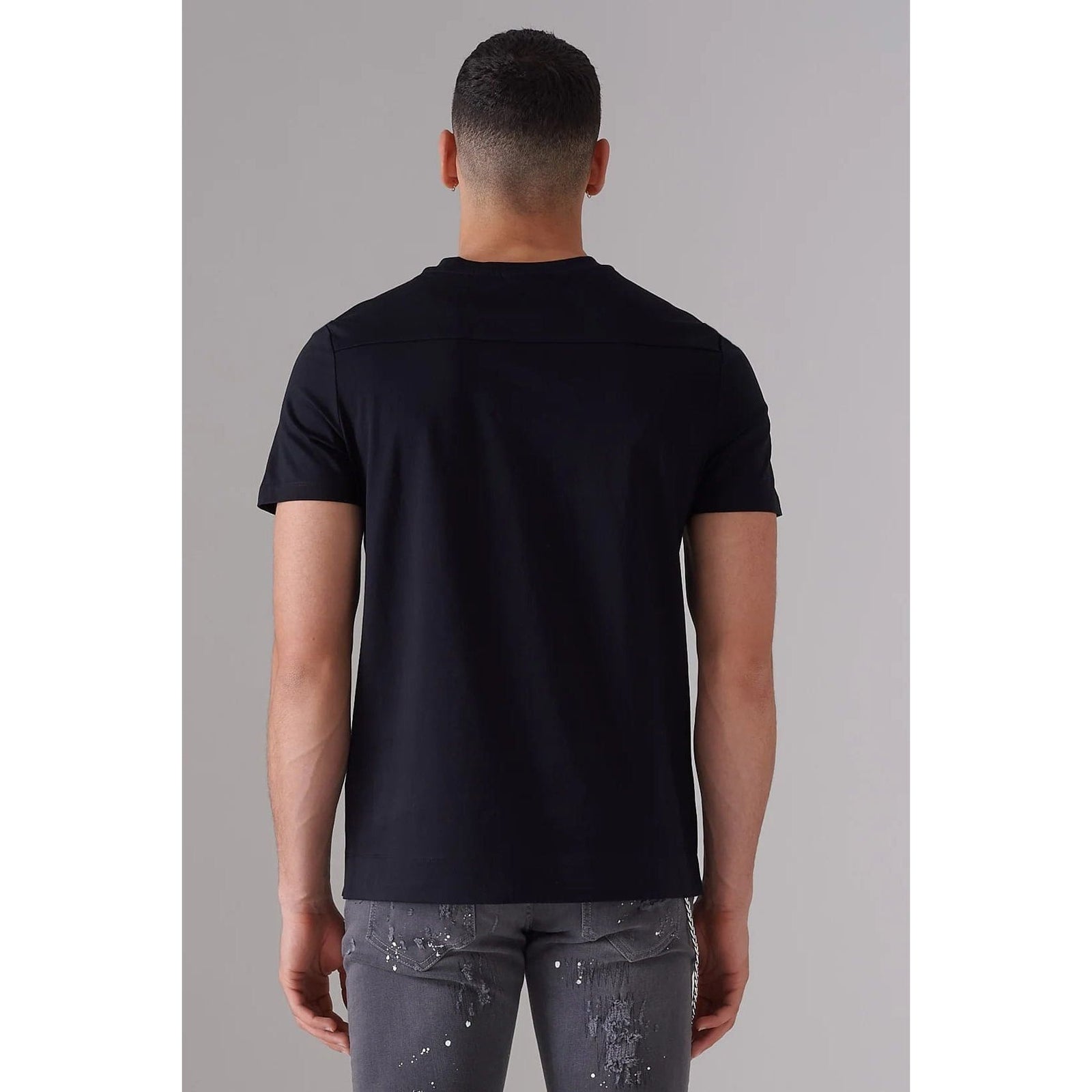 AZAT MARD GRAPHITE MERCERISED T-SHIRT WITH WHITE ORGANIC LEATHER LOGO