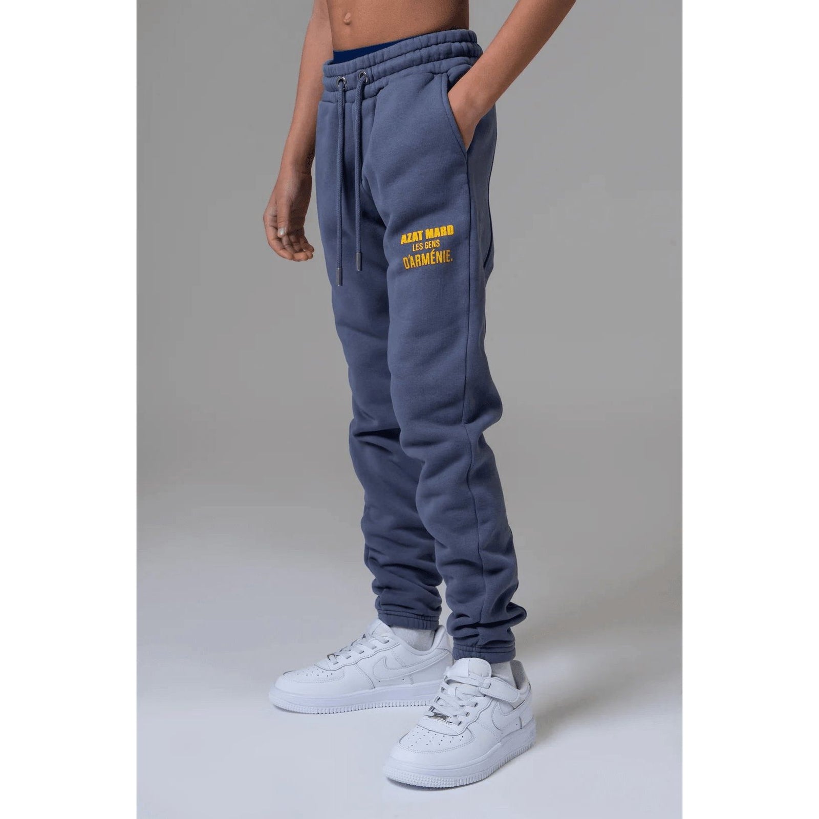 AZAT MARD LES GENS WASHED NAVY/YELLOW KIDS JOGGERS