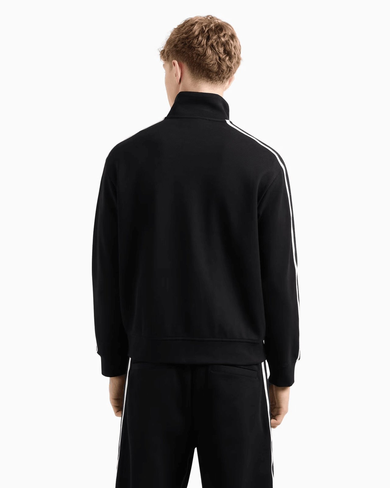 EMPORIO ARMANI Full-zip sweatshirt in jersey with logo bands