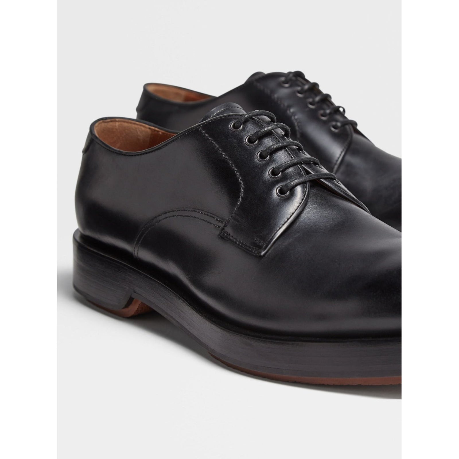 ZEGNA Black Hand-buffed Leather Udine Derby