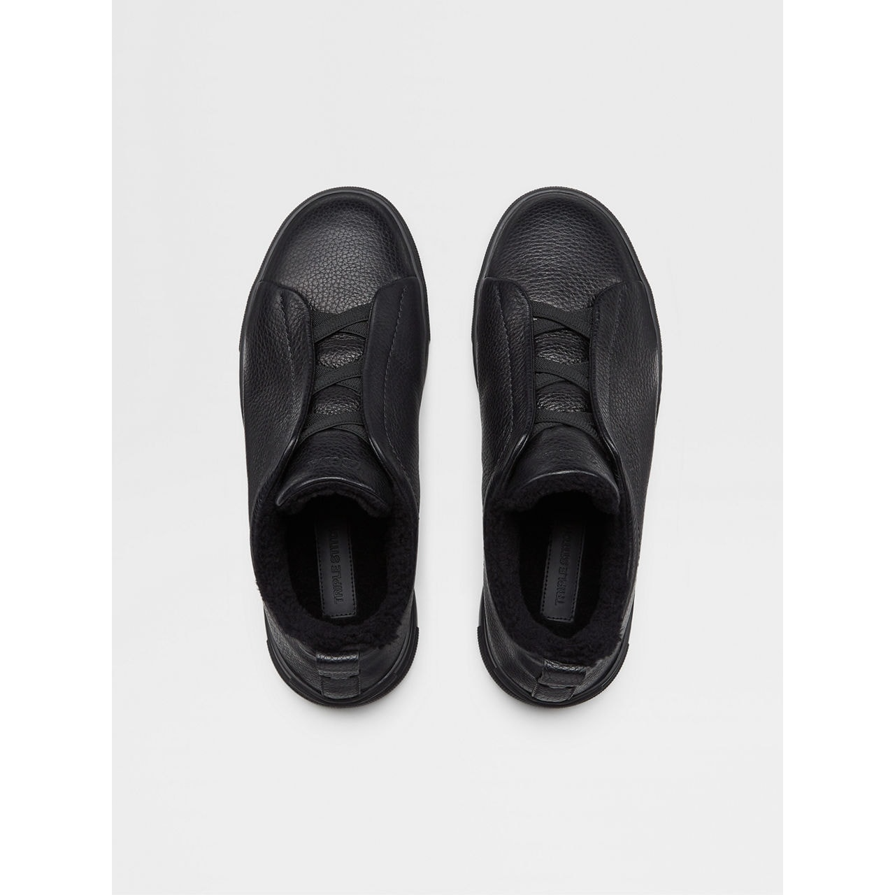 ZEGNA BLACK DEERSKIN TRIPLE STITCH™ SNEAKERS