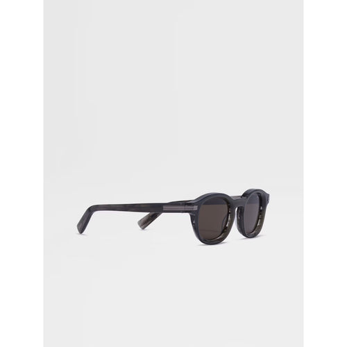 Load image into Gallery viewer, ZEGNA OPAL GREY AND STRIPED GREY AURORA I ACETATE SUNGLASSES
