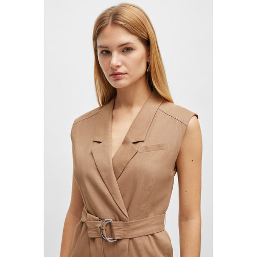 Load image into Gallery viewer, BOSS BELTED WRAP DRESS IN A LINEN BLEND - Yooto
